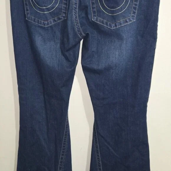 True Religion Joey Style Jeans 33 x 32 Low Rise Vintage Flare Dark Wash Pocket - Picture 2 of 8